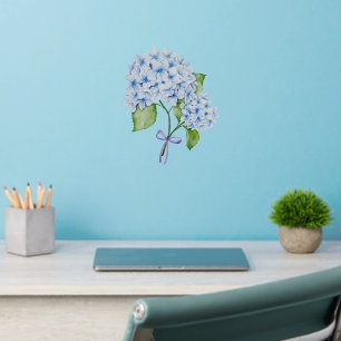 Grandmillenial floral hydrangea bow blue preppy  wall decal 
