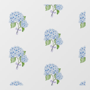 Grandmillenial floral hydrangea bow blue preppy wall decal 