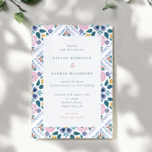 Grandmillenial Floral Pattern Wedding Invitation