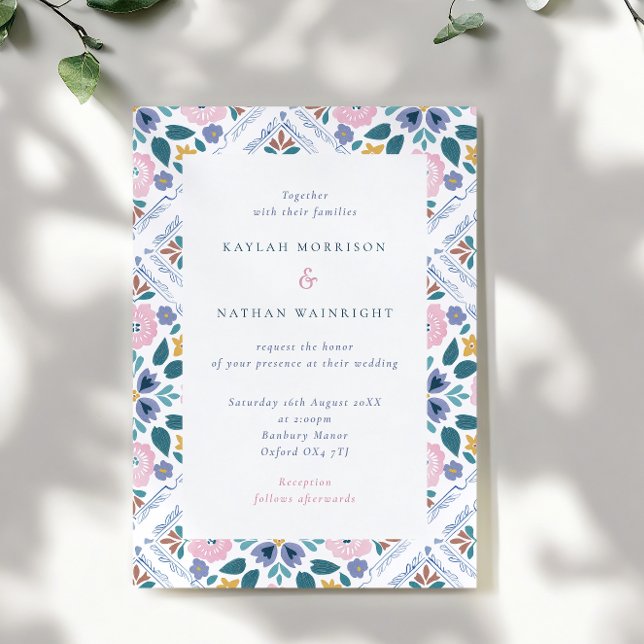 Grandmillenial Floral Pattern Wedding Invitation (Creator Uploaded)