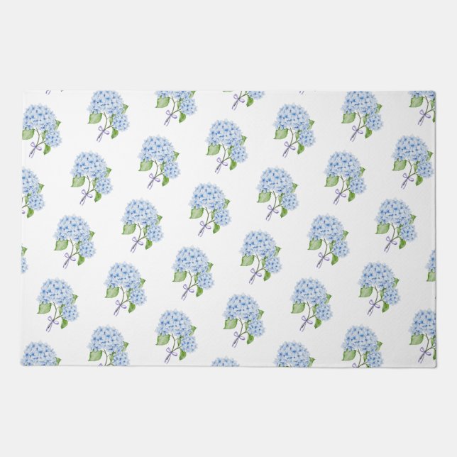 Grandmillenial hydrangea floral bow pretty doormat (Front)