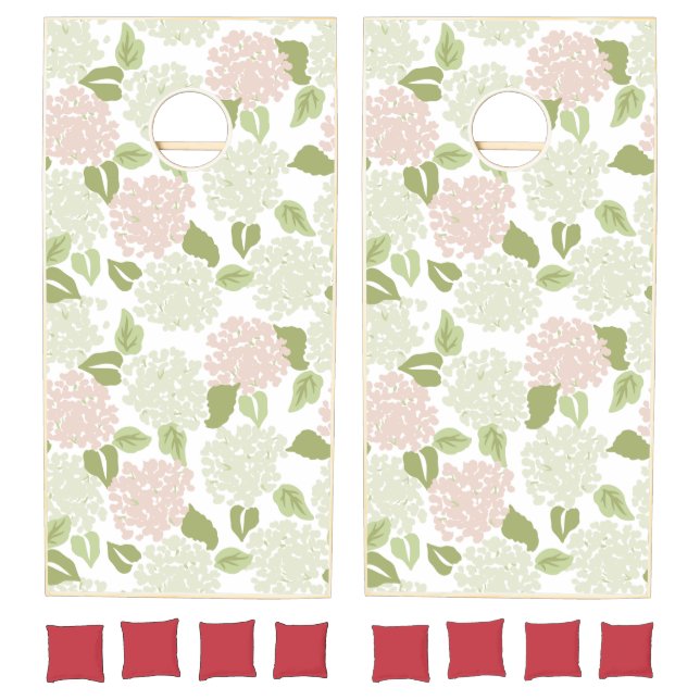 Grandmillenial hydrangea floral preppy pretty  cornhole set (Set)