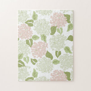 Grandmillenial hydrangea floral preppy pretty jigsaw puzzle