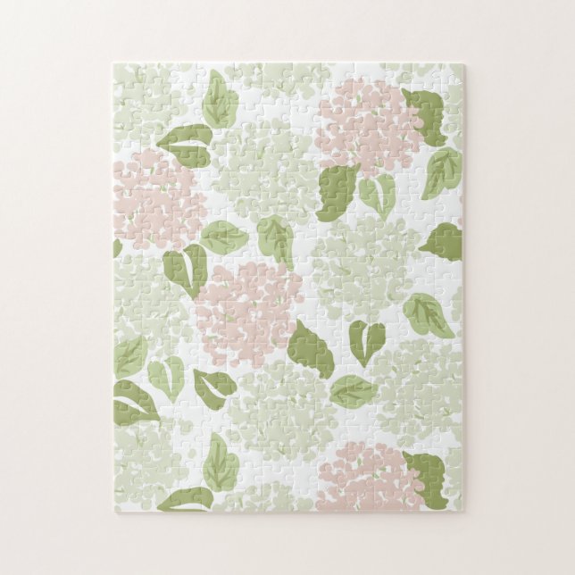Grandmillenial hydrangea floral preppy pretty  jigsaw puzzle (Vertical)