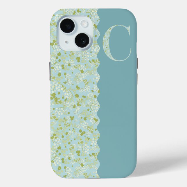 Grandmillenial MONOGRAM C ACQUA LITTLE FLOWERS Case-Mate iPhone Case (Back)