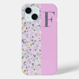 Grandmillenial MONOGRAM F LILAC LITTLE FLOWERS iPhone 15 Case