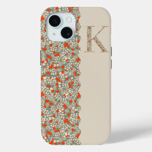 Grandmillenial MONOGRAM K BG RED LITTLE FLOWERS iPhone 15 Case