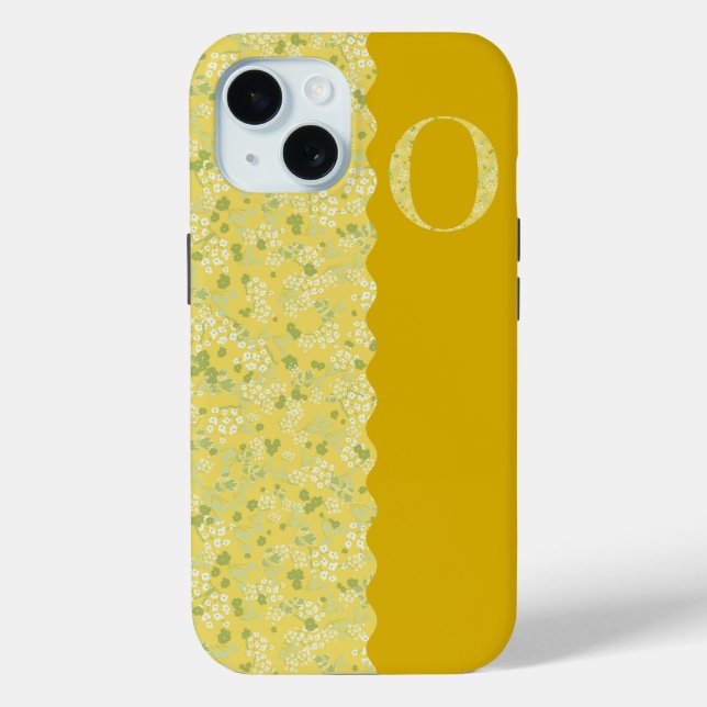 Grandmillenial MONOGRAM O YELLOW LITTLE FLOWERS Case-Mate iPhone Case (Back)