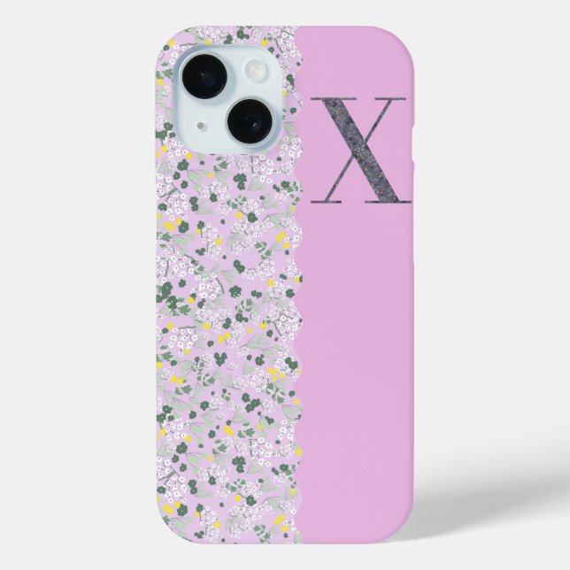 Grandmillenial MONOGRAM X LILAC LITTLE FLOWER Case-Mate iPhone Case (Back)
