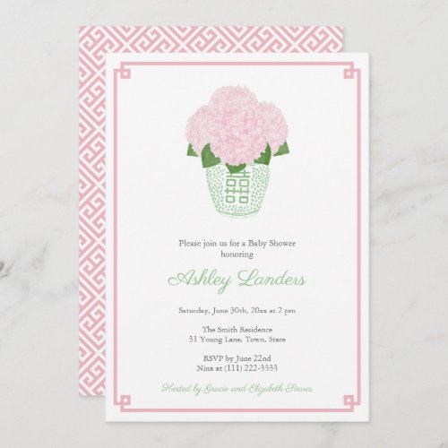 Grandmillenial Pink And Green Baby Shower For Girl Invitation