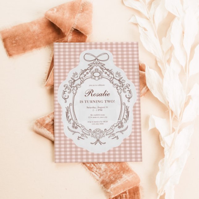 Grandmillenial Preppy Vintage Floral Birthday Invitation (Preppy Vintage Floral Birthday Invite)