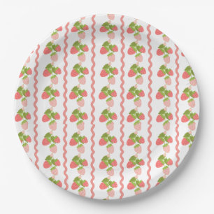 Grandmillenial strawberry pink sweet trendy paper plates
