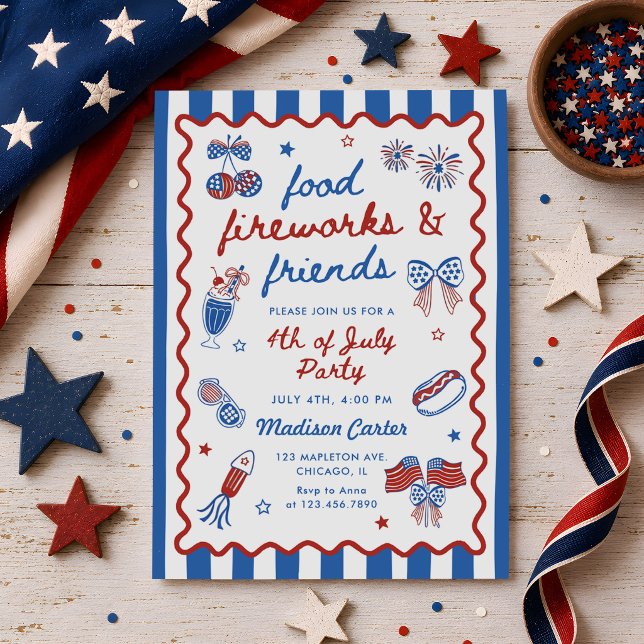 Grandmillennial 4th of July BBQ Invitation (Creator Uploaded)
