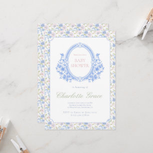 Grandmillennial Baby Shower Invitation with Monogr