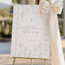Grandmillennial Baptism Welcome Sign, Classic Pink