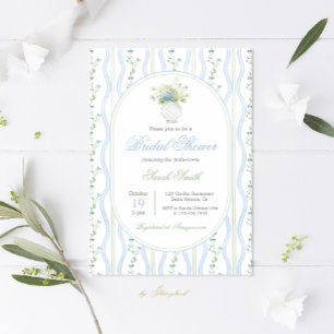 Grandmillennial Blue Ginger jar Bridal Shower Invitation