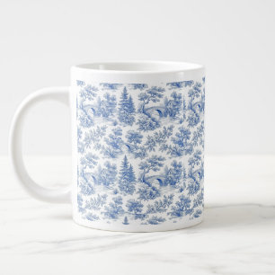 Grandmillennial Blue Toile  Country Landscape Giant Coffee Mug