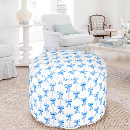 Grandmillennial Bows Decorative Round Pouf