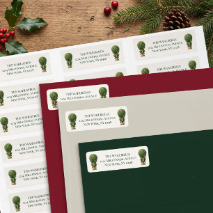 Grandmillennial Boxwood Topiary Holiday Address Label