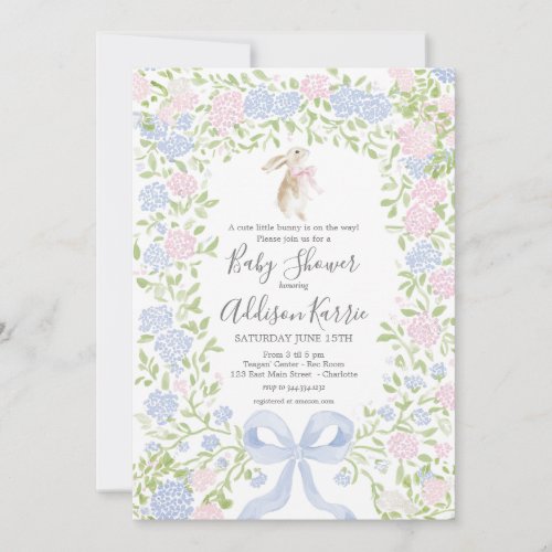 Grandmillennial Bunny Rabbit baby shower invite