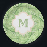 Grandmillennial Cabbage Leaf Monogram Paper  Plates<br><div class="desc">This spring garden design features overlapping cabbage leaves with a monogram initial in the center.</div>