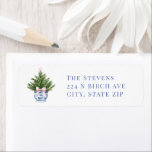 Grandmillennial Chinoiserie Christmas Tree Label<br><div class="desc">This Christmas return address label has a Pink & Blue Chinoiserie Christmas tree. You can customize with your name and address.</div>