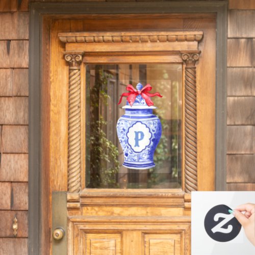 Grandmillennial Chinoiserie Ginger Jar Monogram Window Cling