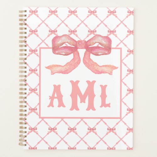 Grandmillennial Chinoiserie Monogram Bamboo  Bow Planner