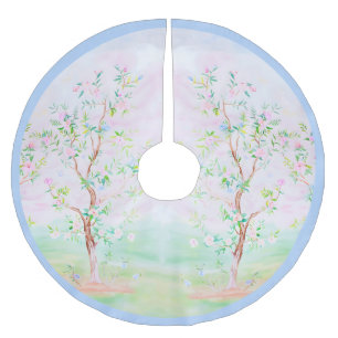 Grandmillennial Chinoiserie preppy floral Brushed Polyester Tree Skirt