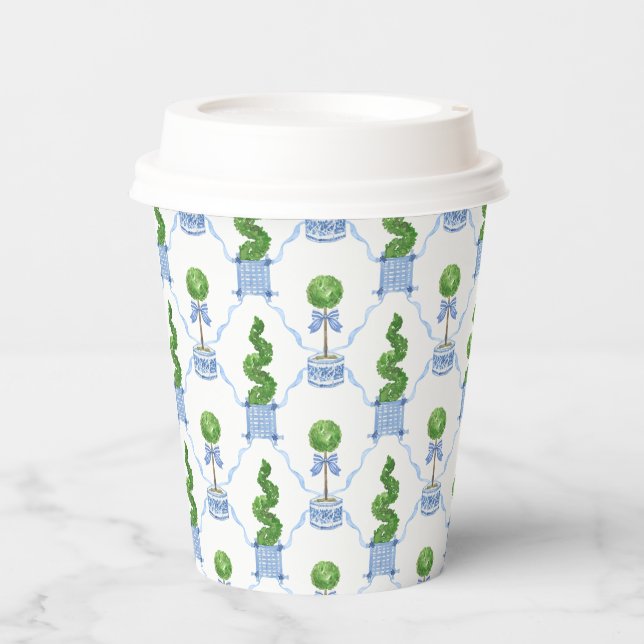 Grandmillennial Chinoiserie Topiary Paper Cups (Front)