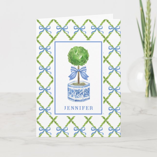 Grandmillennial Chinoiserie Topiary | Personalized Card (Front)
