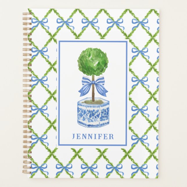 Grandmillennial Chinoiserie Topiary | Personalized Planner (Front)