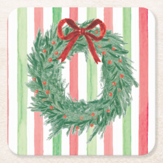 Grandmillennial Christmas Bow Wreath Coasters