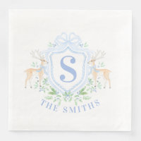 Grandmillennial Christmas Deer Crest Monogram