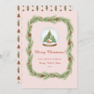 Grandmillennial Christmas Garland & Pinecone Holiday Card