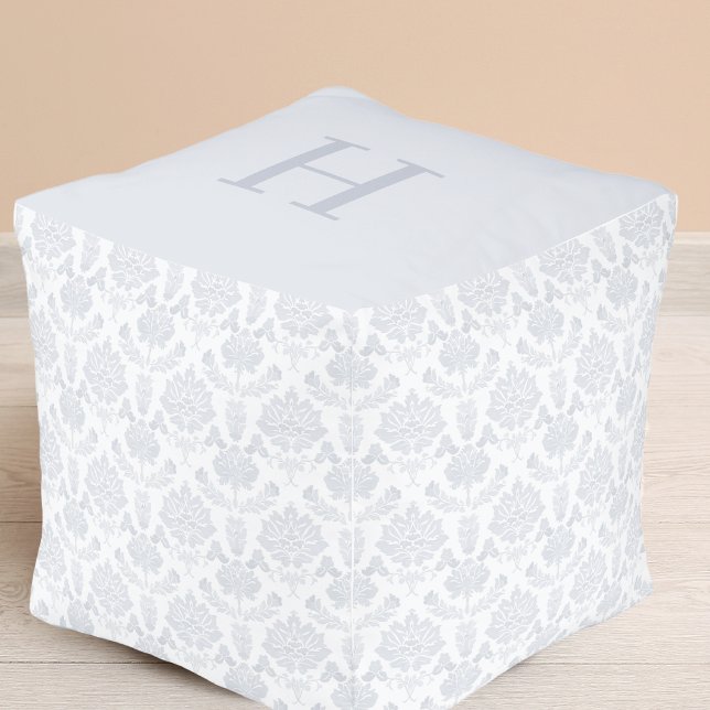 Grandmillennial classic french style damask sigil pouf (Creator Uploaded)