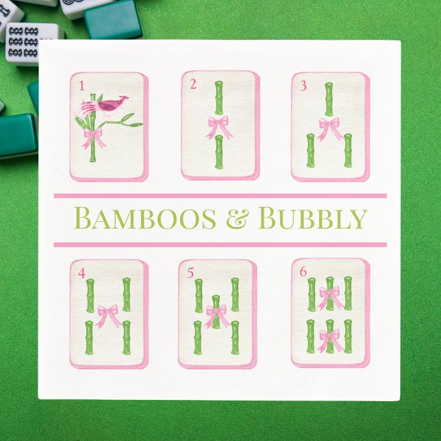 Grandmillennial Coquette Bamboos & Bubbly Mahjong Napkins (Creator Uploaded)