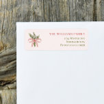 Grandmillennial Coquette Christmas Return Address Label<br><div class="desc">Celebrate the season with this chic grandmillennial coquette christmas return address label, featuring a pink coquette bow on winter pine greenery. A vintage-inspired touch of nostalgic charm, mixing granny chic vibes with festive fun. The simple layout and sweet details bring a warm, wimsy feel to your holiday greetings. Please feel...</div>