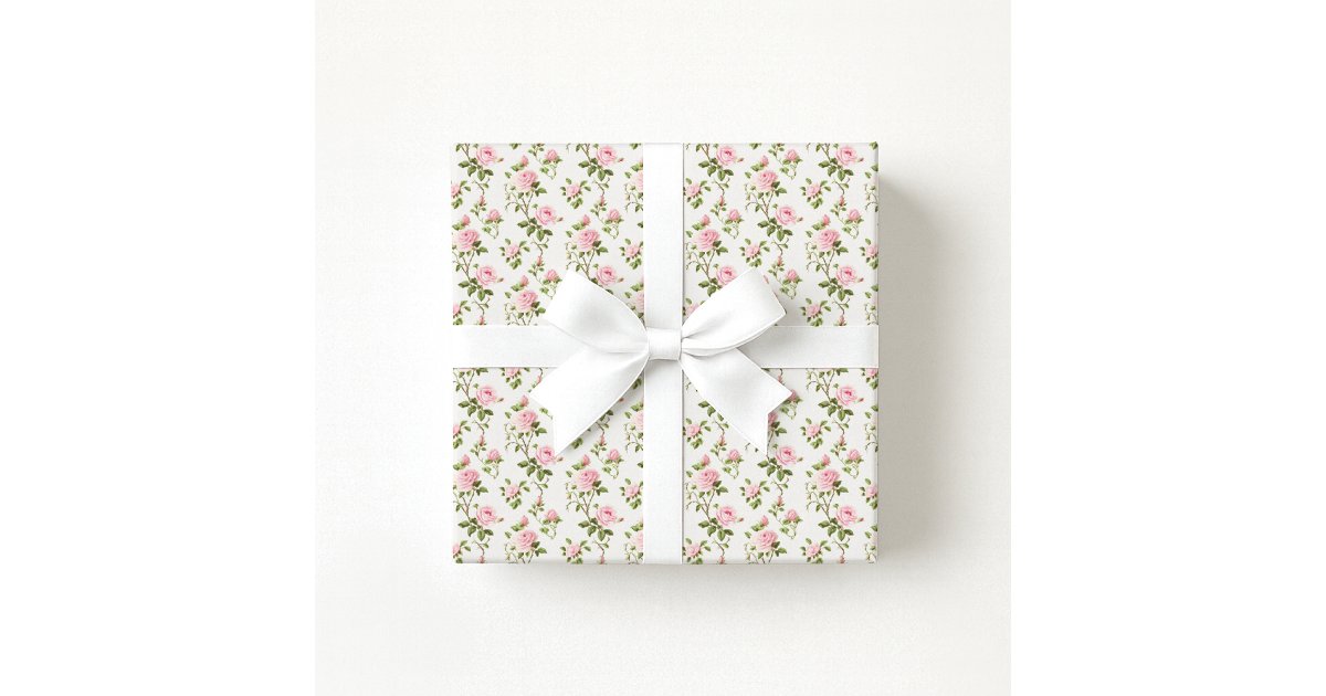 Old Roses Wrapperz Grandmillennial Cottagecore vintage Pink Roses Wrapping Paper | Zazzle