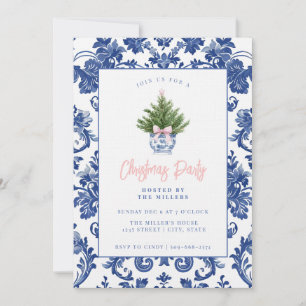 Grandmillennial Damask Christmas Tree Invitation