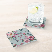 Grandmillennial Dusty Rose Floral Custon Monogram
