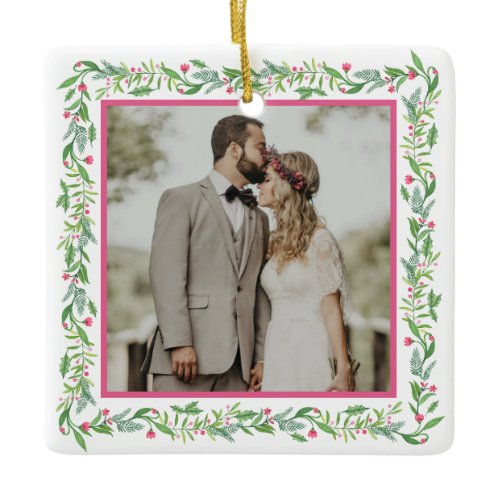 Grandmillennial Evergreen Swag | Photo Ceramic Ornament
