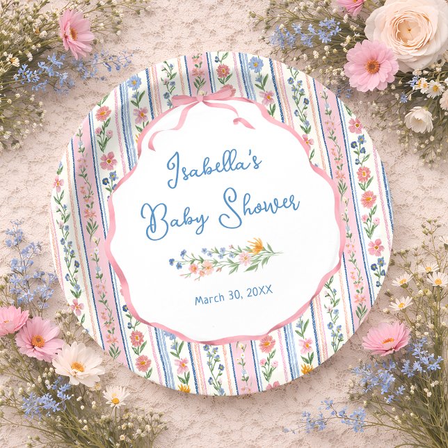 Grandmillennial Floral Baby Shower  Paper Plates (Creator Uploaded)