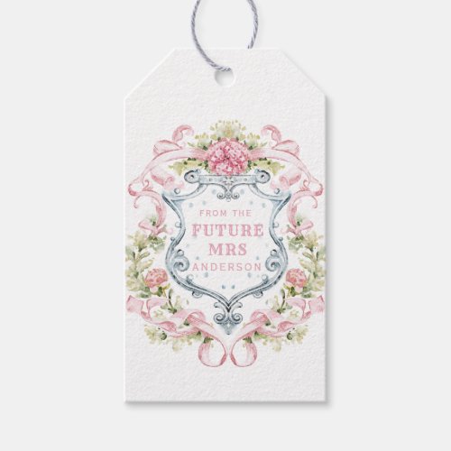 Grandmillennial Floral Crest  Future Mrs Gift Tags