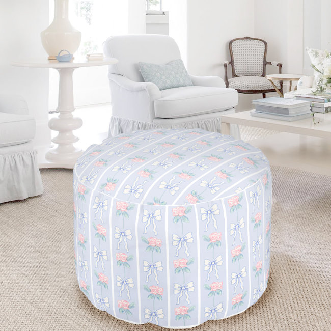 Grandmillennial Floral Decorative Round Pouf