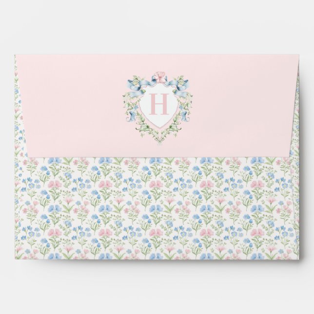Grandmillennial Floral Monogram Envelope (Back (Top Flap))