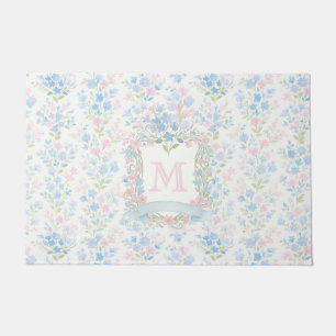 Grandmillennial Floral Monogram Personalized Doormat