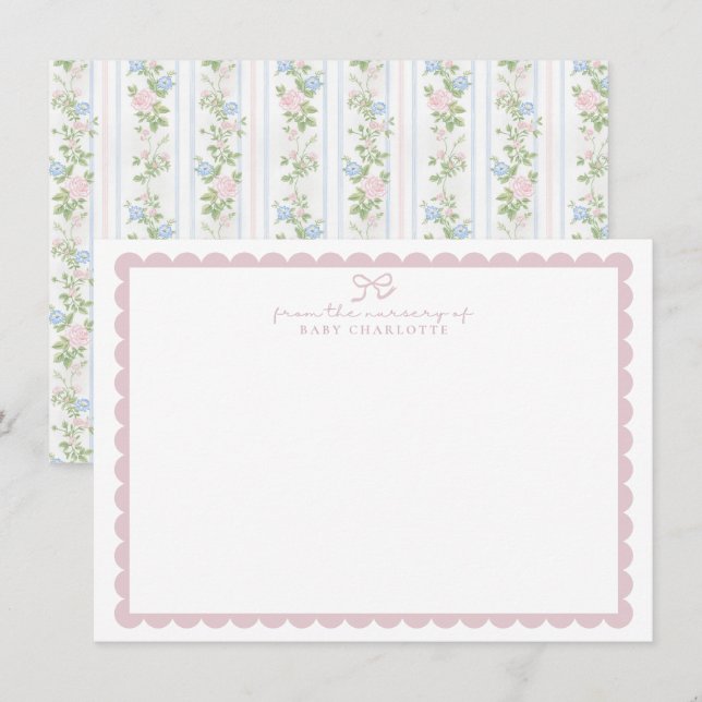 Grandmillennial Floral Nursery Stationery card (Front/Back)