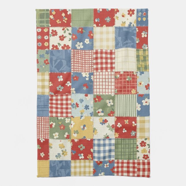 Grandmillennial Floral Pattern Kitchen Towel (Vertical)