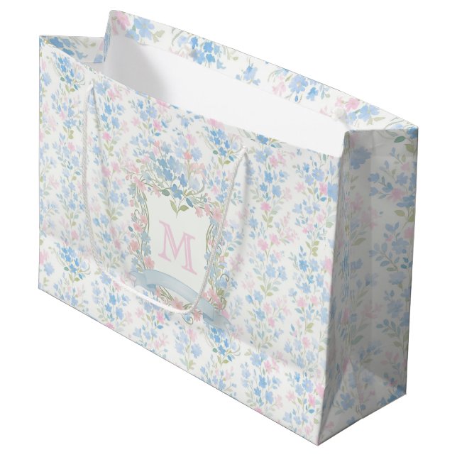Grandmillennial Floral Personalized Gift Bag (Front Angled)